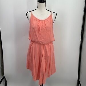 UEC Splendid peachy pink rayon midi dress elastic waist small